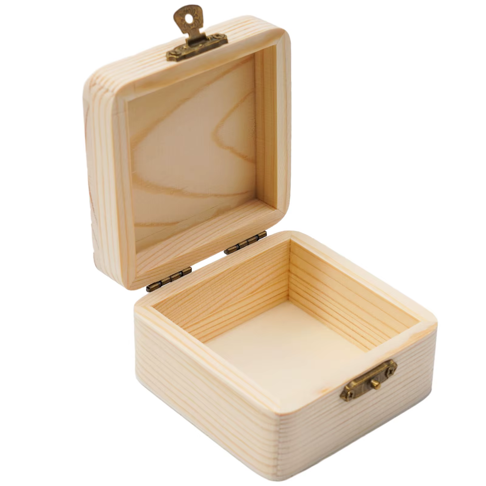 Boîte de Rangement en Bois Uni avec Couvercle