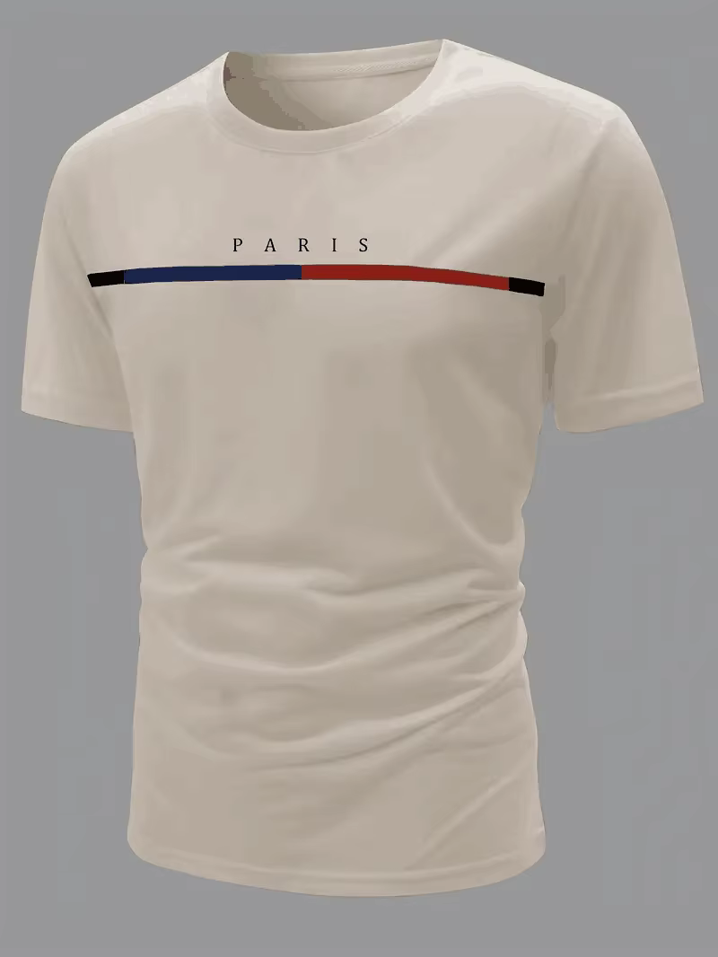 T-shirt à motifs College sur le thème de Paris, vêtements d'été pour hommes