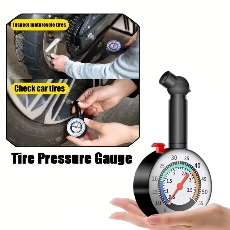 Manomètre de pression des pneus de voiture, pour voiture, moto, camion, vélo, compteur à cadran, testeur de véhicule, outil de mesure des pneus