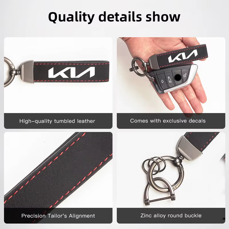 Porte-clés en daim pour voiture de Sport, personnalisé pour Kia Sportage Ceed Picanto Rio ProCeed Niro Morning KN, emblème de voiture, cadeau avec
