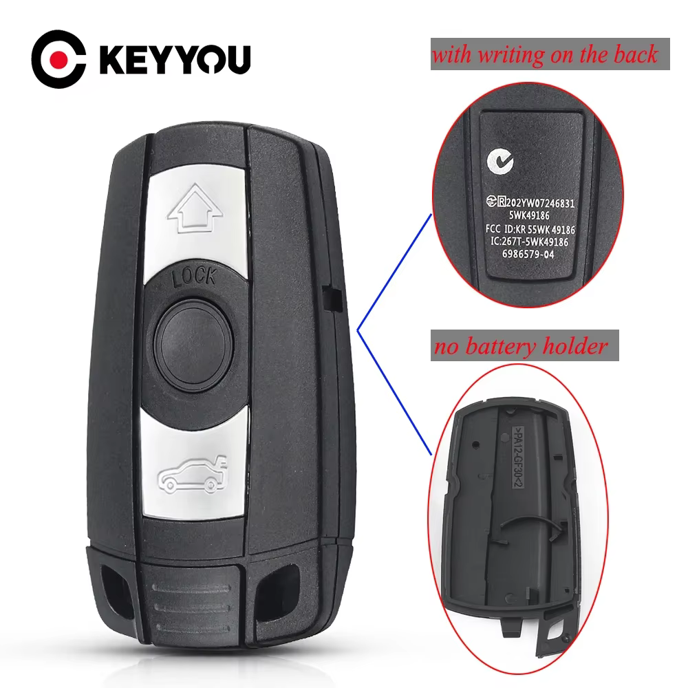 KEYYOU coque de clé à distance pour BMW E61 E90 E82 E70 E71 E87 E88 E89 X5 X6 pour 1 3 5 6 série 3 boutons étui de clé de voiture intelligente