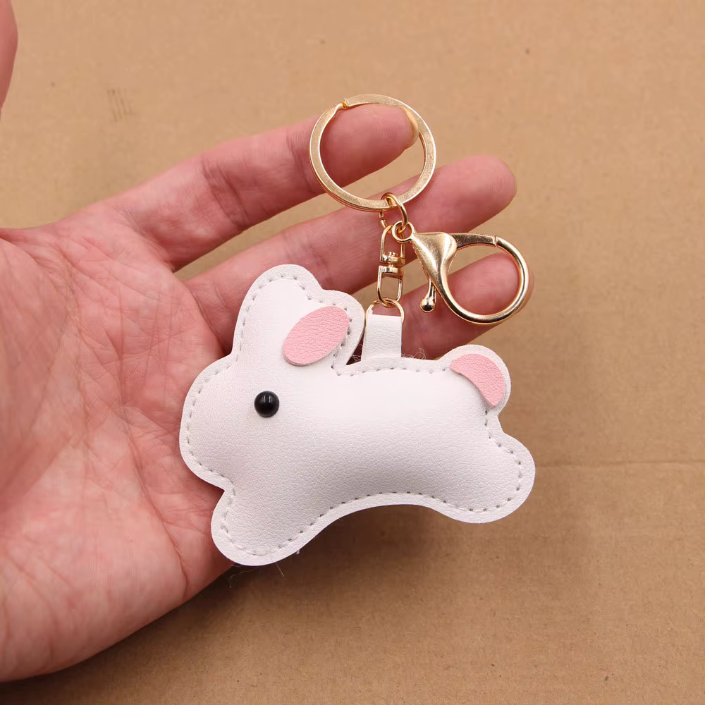 Porte-clés de voiture en cuir de lapin mignon, breloque de sac, série Miu, accessoire de vêtements, pendentif de décoration