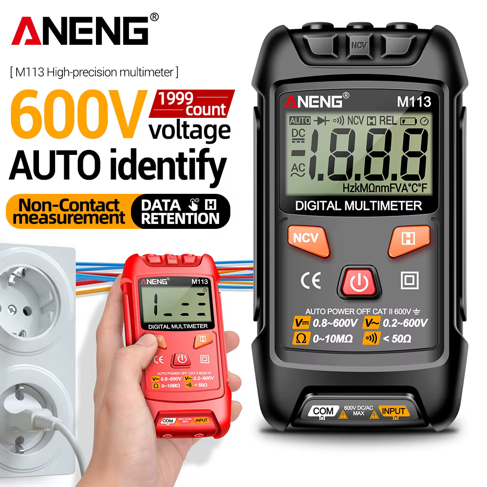 ANENG M113 multimètre Intelligent 1999 compte numérique AC/DC compteur de tension Ohm NCV mesure Mini Instruments outil de Test d'électricité