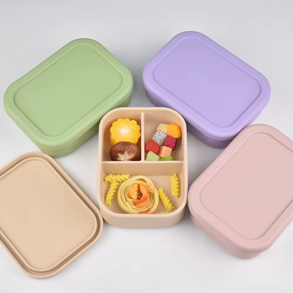Boîte à déjeuner Bento en Silicone de qualité alimentaire à 3 compartiments