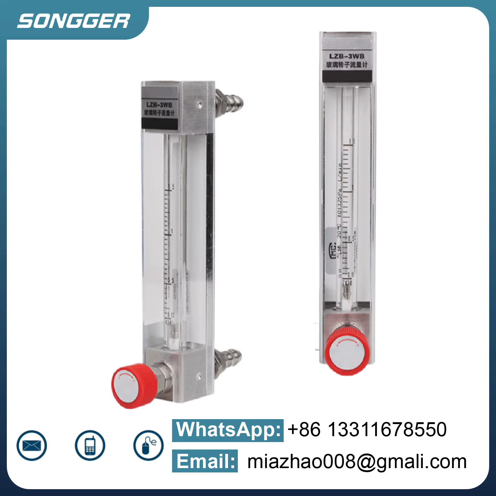 Débitmètre à Tube en Verre LZB-3WB Rotamètre à Zone Variable avec Vanne de Régulation Pour Liquides et Gaz à Faible Débit Mesure en Ligne Haute Précision