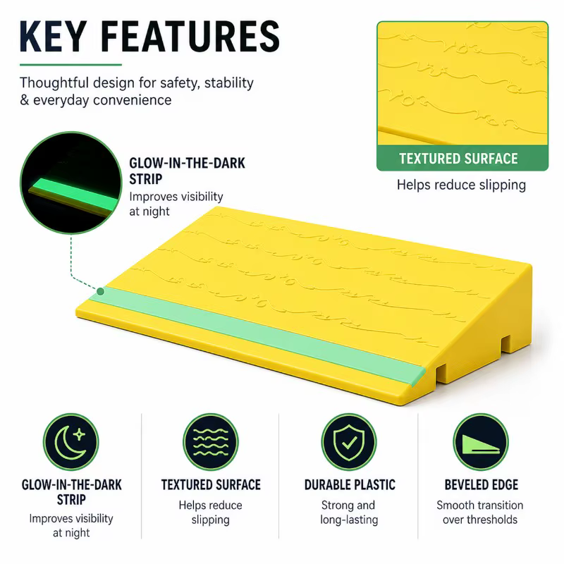 Rampe de seuil intérieure 25/30x10/12/13x3/4/5/6cm en plastique