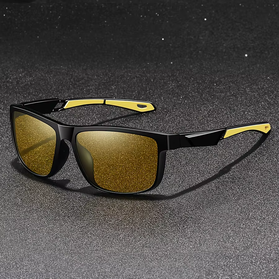 Lunettes Anti-éblouissement carrées jaunes pour Vision nocturne