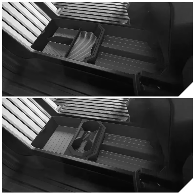Boîte de rangement de voiture, 2 pièces, pour Tesla Cybertruck 2025, accessoire Console centrale, tapis inférieur antidérapant, étui de rangement, plateau
