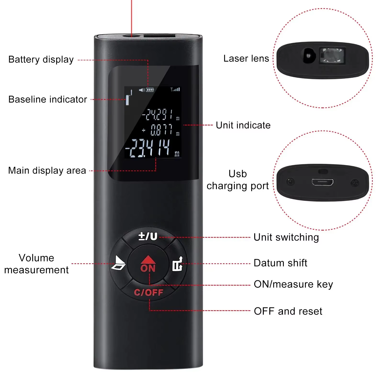 Mini télémètre Laser intelligent 40M/60M