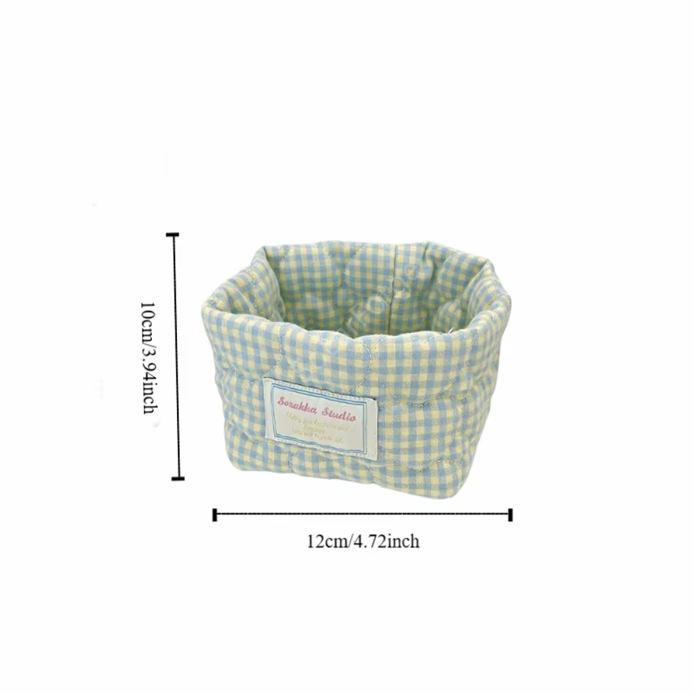 Panier de rangement en tissu à carreaux pour la maison