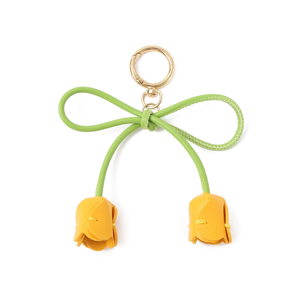 Porte-clés en PU avec nœud tulipe