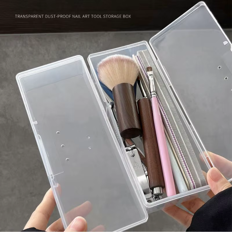 Boîte de rangement vide pour nail art, transparente, rectangulaire, en plastique, pour le rangement classifié des strass et perles de manucure