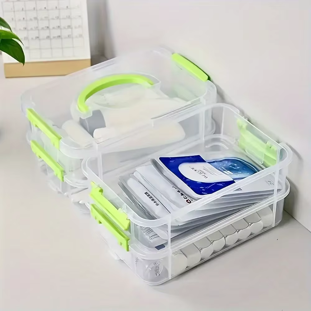 Boîte de rangement en plastique transparent à 4 couches, boîte de rangement à tiroirs compartimentés, boîte de rangement pour blocs de construction, boîte de rangement portable