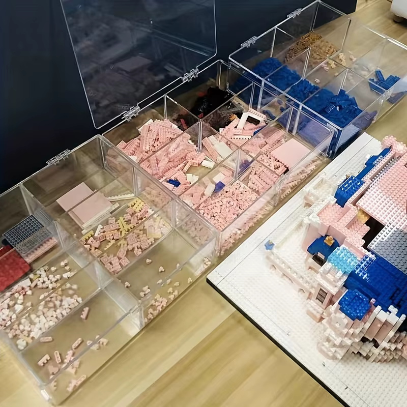 Boîte de Rangement Transparente à 6 Compartiments pour décennie s de Construction