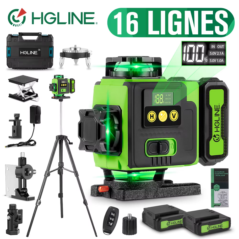 HGLINE 16 lignes niveau Laser APP télécommande niveaux horizontaux verticaux affichage de puissance de la Machine