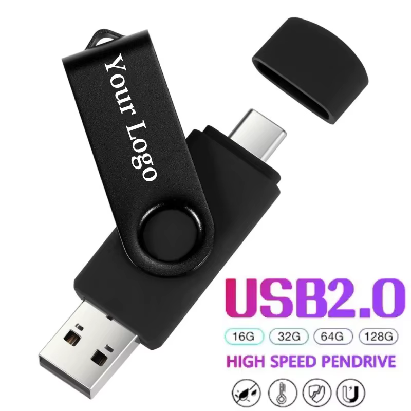 Clé USB avec Logo personnalisé, 128 mo, 256 mo, 1 go, 2 go, type-c, double usage, rotative, 128 go, 64 go, 32 go, pour photographe et Smartphone