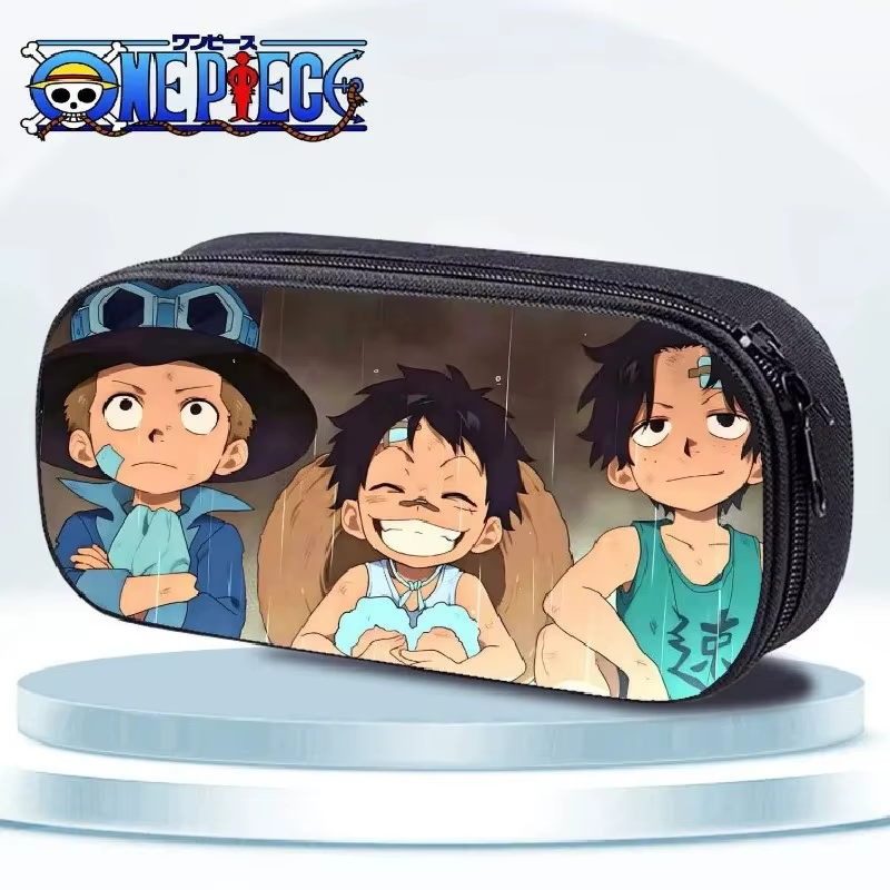 Une pièce Luffy Roronoa Zoro dessin animé grande capacité multicouche fermeture éclair stylo sac étudiant étanche crayon papeterie boîte cadeau