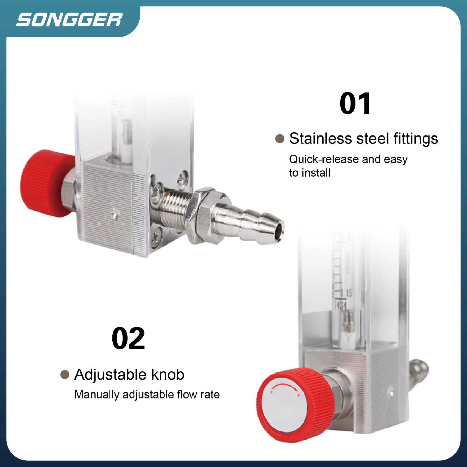 Débitmètre à Tube en Verre LZB-3WB Rotamètre à Zone Variable avec Vanne de Régulation Pour Liquides et Gaz à Faible Débit Mesure en Ligne Haute Précision