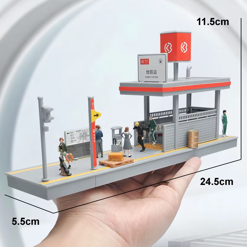 Modèle de bâtiment de station de métro, entrée de tunnel simulée, affichage de figure, vue sur la rue, micro scène, accessoires de décor, station de métro, 1/64