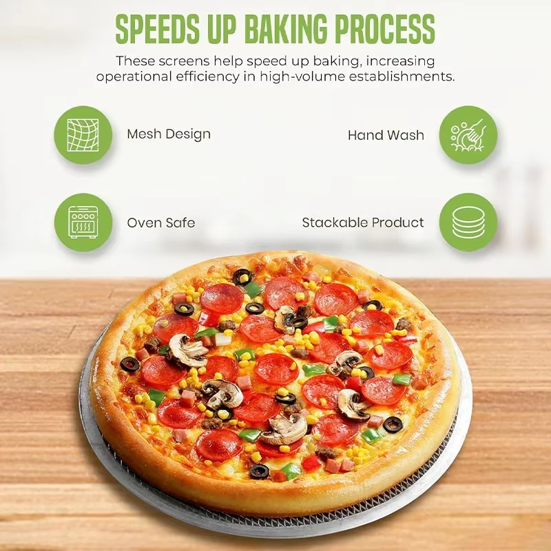 Poêle à pizza ronde en alliage d'aluminium avec trous