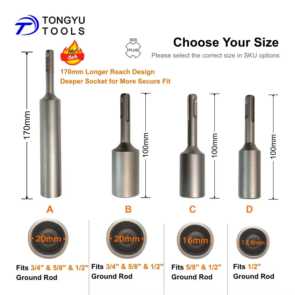 Embout de vissage SDS Plus pour tiges de terre de 1/2