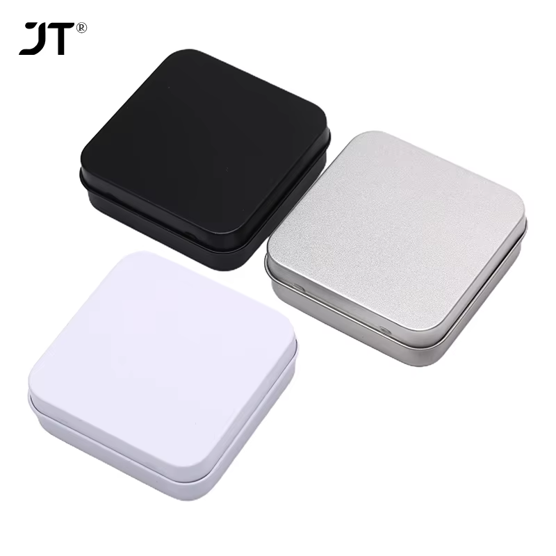 Mini petite boîte carrée en fer blanc