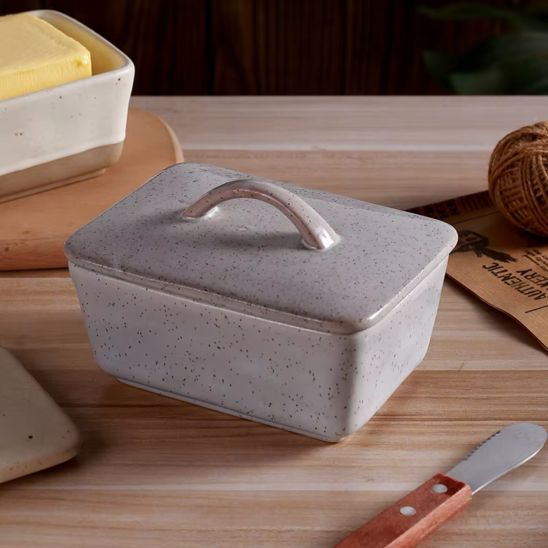 Boîte à beurre en céramique Vintage avec couvercle