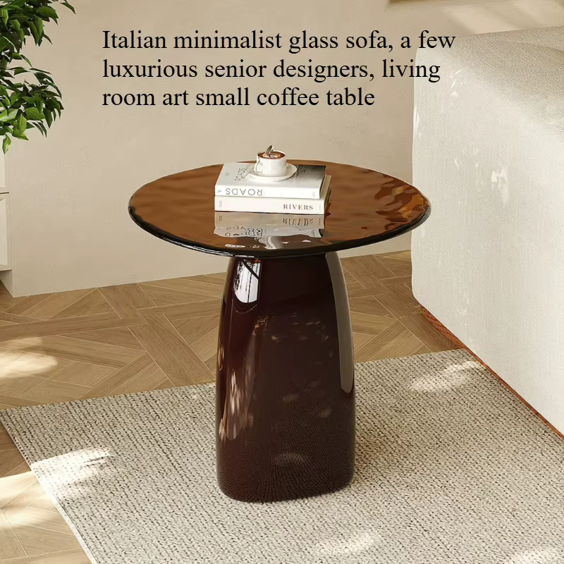 Table basse vintage ronde en verre