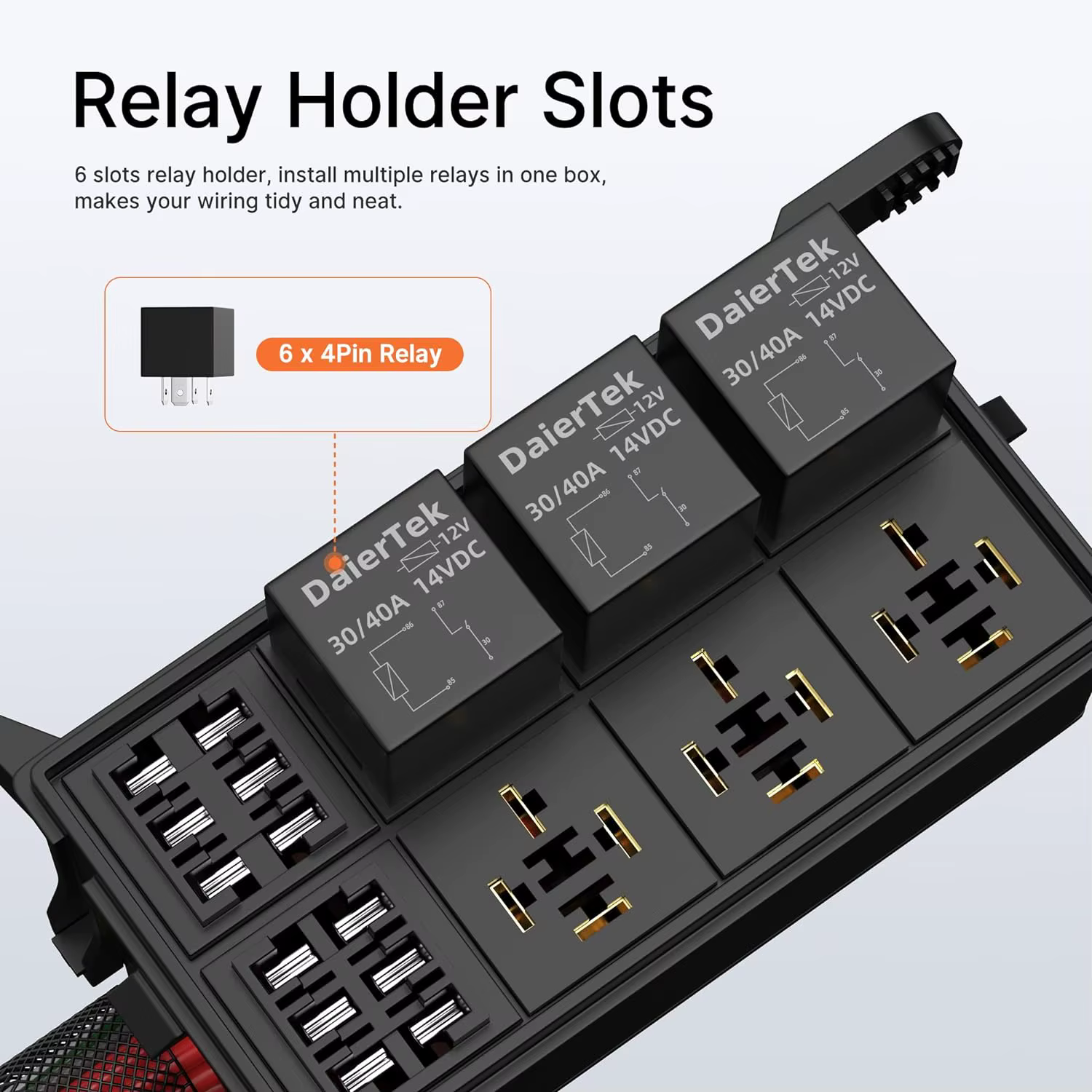Boîtier de relais 12V, boîte à fusibles 6 voies