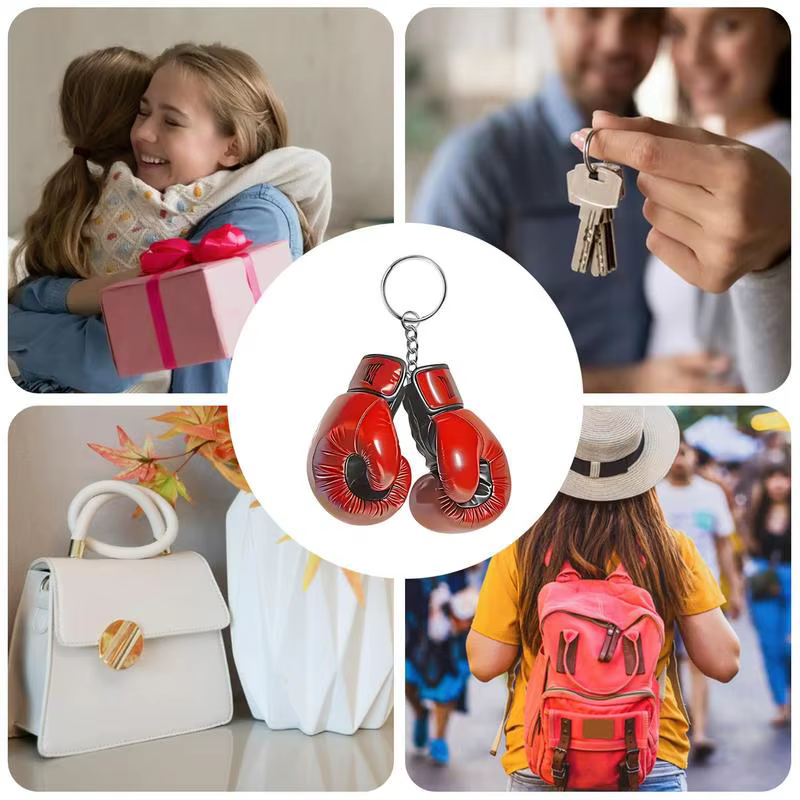 Gants de boxe porte-clés 2D plat acrylique rouge poinçonnage mitaine pendentif personnaliser