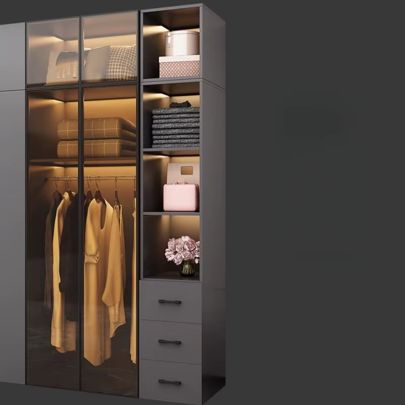 Armoire de rangement garde-robe vêtements chambre tiroir étagère suspendue