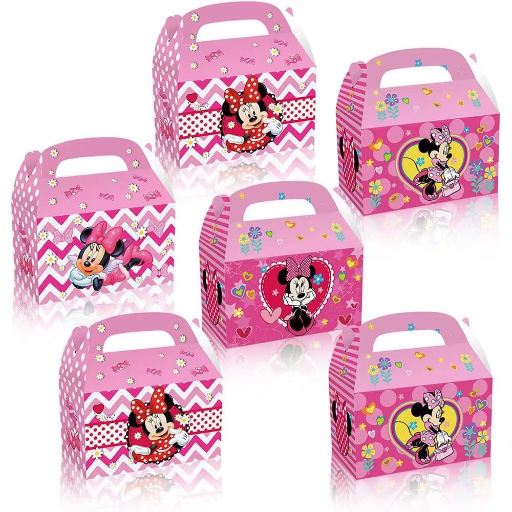 12 pièces/24 pièces, sac cadeau de fête de dessin animé Disney Minnie Mickey Mouse-design double face coloré