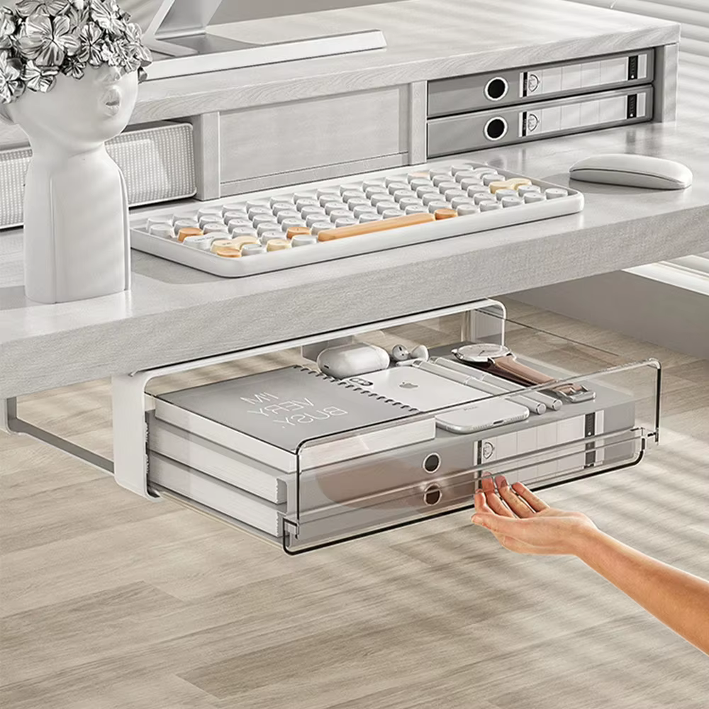 MELStorage-Boîte de Rangement Auto-Adhésive Cachée Sous Table