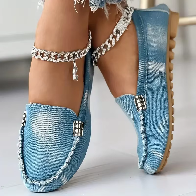Femmes chaussures plates bout rond fond épais marche
