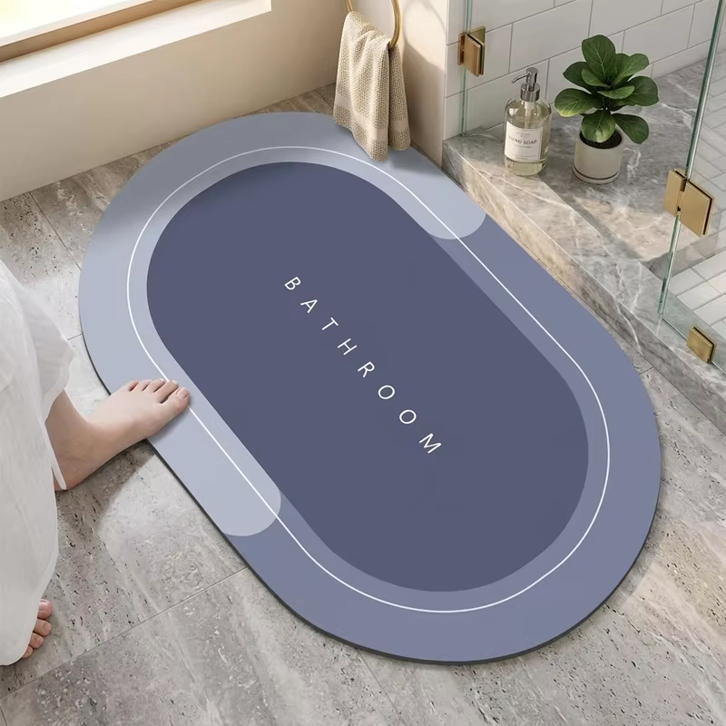 Tapis de salle de bain décoratif, antidérapant, à séchage rapide, résistant aux taches - Tapis de douche facile d'entretien pour sols de salle de bain