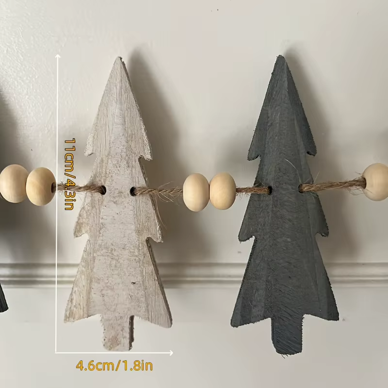 Couronne de perles en bois artificiel rustique