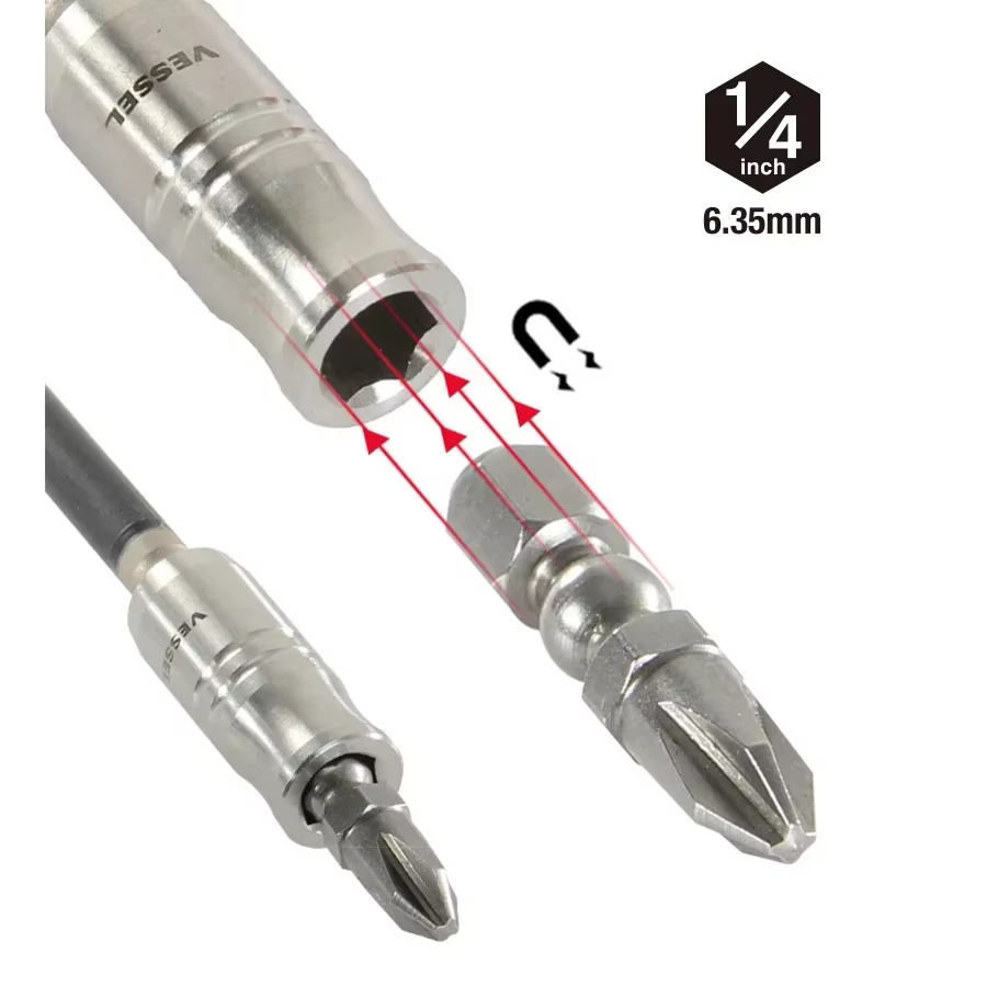 Tournevis interchangeable à cliquet avec poignée à bille
