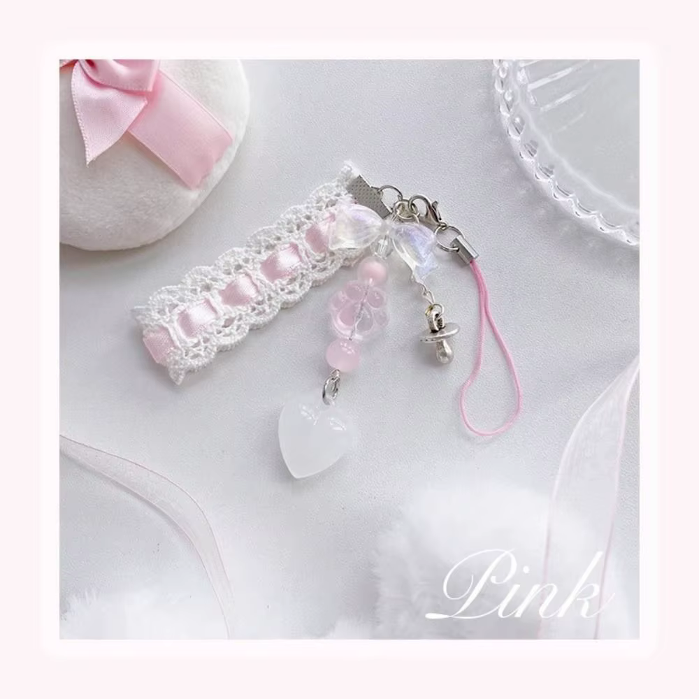 Nouveau pendentif à breloques de téléphone rose Kawaii Y2K