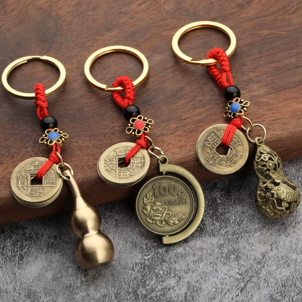 Porte-clés Vintage Porte-Bonheur en Laiton Pur