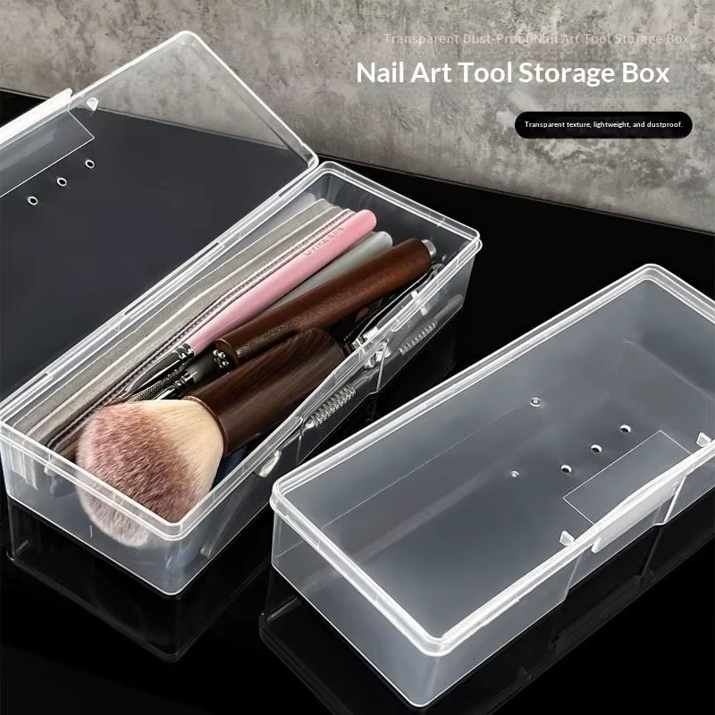 Boîte de rangement vide pour nail art, transparente, rectangulaire, en plastique, pour le rangement classifié des strass et perles de manucure