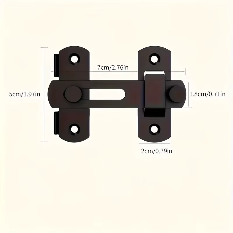 Serrure de grange en acier inoxydable 1 pièce - 180 ° Loquet rabattable pour garage/salle de bain. 2 clés antivol
