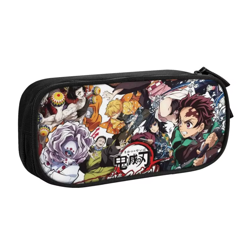 Nime Demon Slayer Kimetsu no Yaiba Étui à crayons Sac de papeterie Porte-pochette Boîte Organisateur pour adolescents Filles Adultes Étudiants.