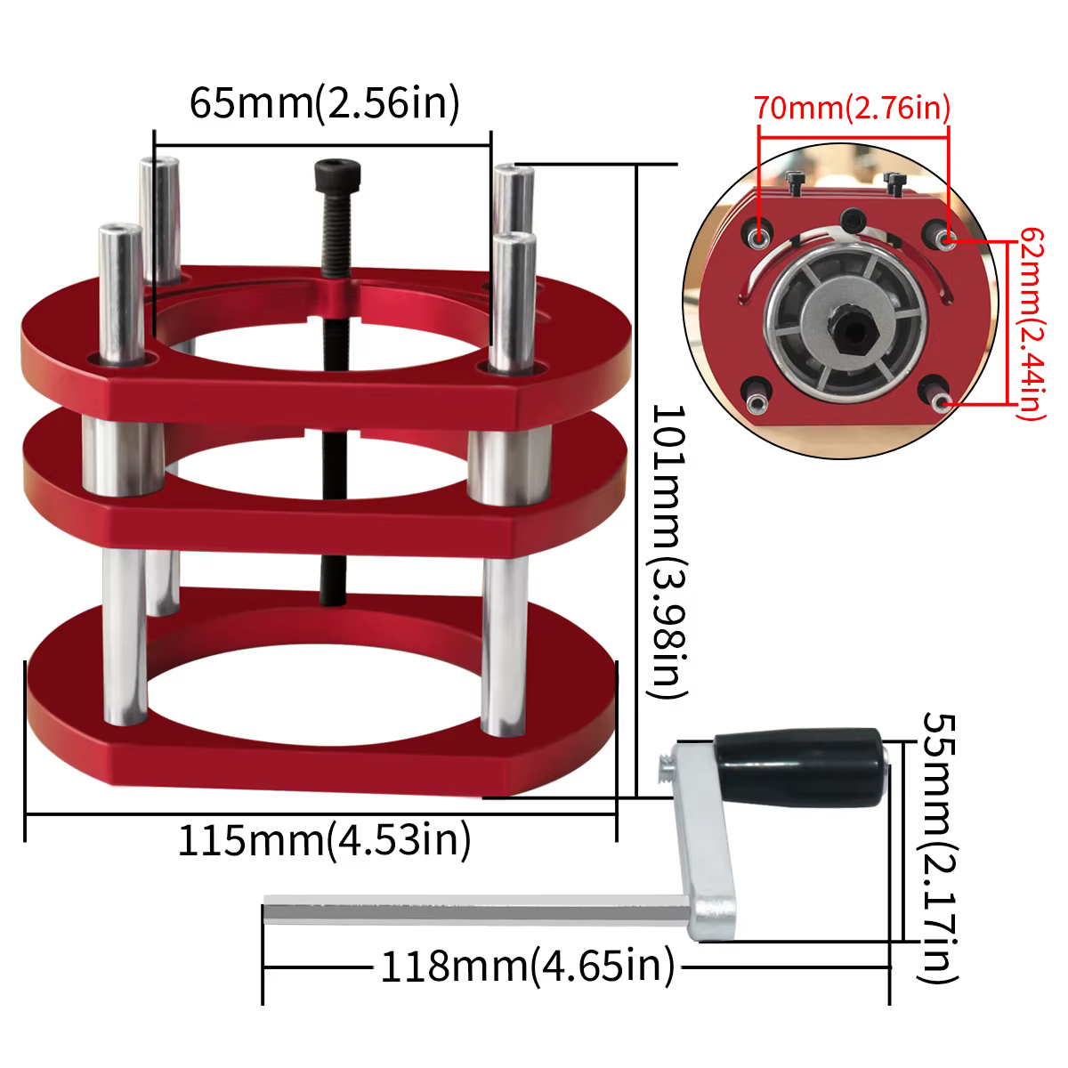 Artificiel évateur de toupie pour moteurs de 65mm de diamètre