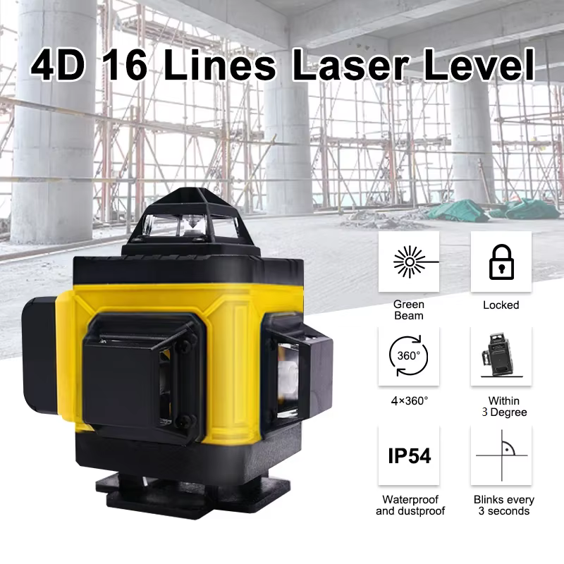 Pracmanu 16 lignes niveau laser 4D croix horizontale et verticale ligne verte 360 °