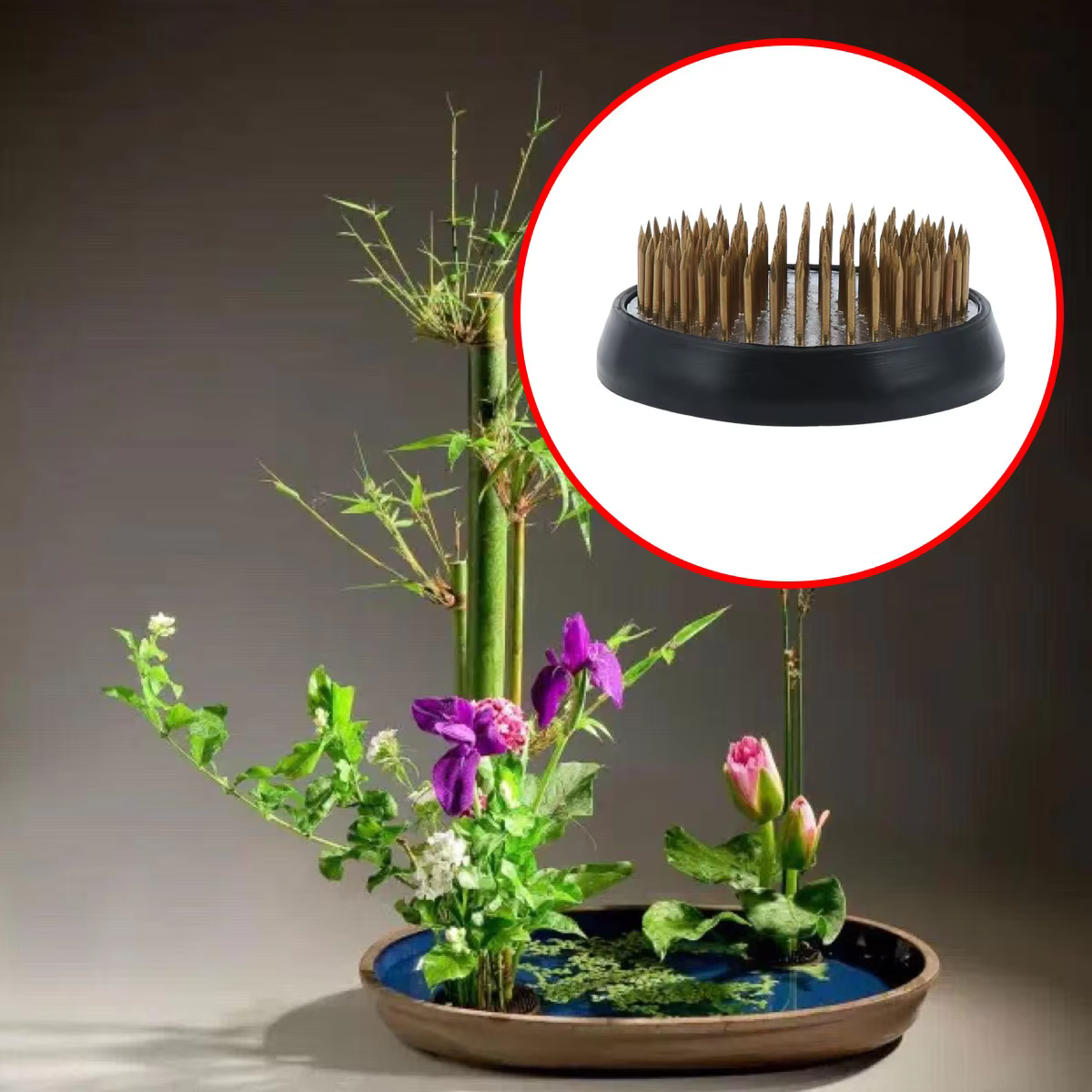 Fleur en cuivre de Kenzan Ikebana, porte-fleur japonais, épingle florale