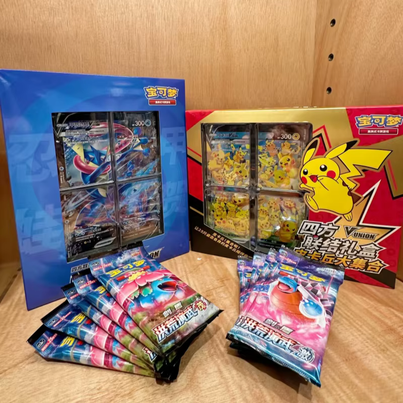 Coffrets Cadeaux Pokémon PTCG V-Union Version Chinoise Originale – Ensemble de Collection Pikachu, Mewtwo, Morpeko, Greninja pour Collectionneurs