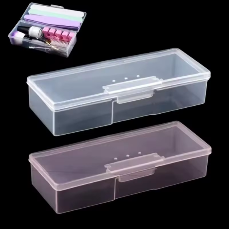 Boîte de rangement vide pour nail art, transparente, rectangulaire, en plastique, pour le rangement classifié des strass et perles de manucure