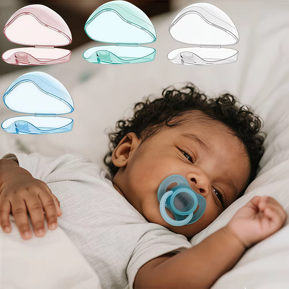 Boîte de rangement multifonctionnelle pour sucettes et bâtonnets de dentition avec cordon