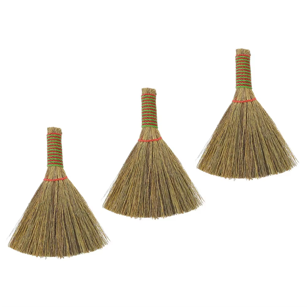 Balai de nettoyage de cuisine, 3 pièces, petit plumeau fait à la main, fouet Portable, balai de sorcières Miscanthus, Mini balai