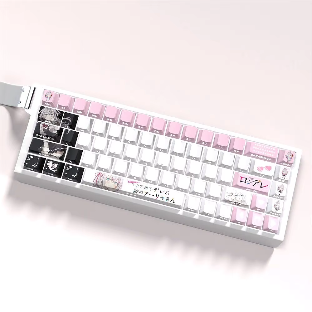 Anime Keycap PBT Cherry 74 touches côté gravé translucide clavier porte-clés Compatible avec 60 65 68